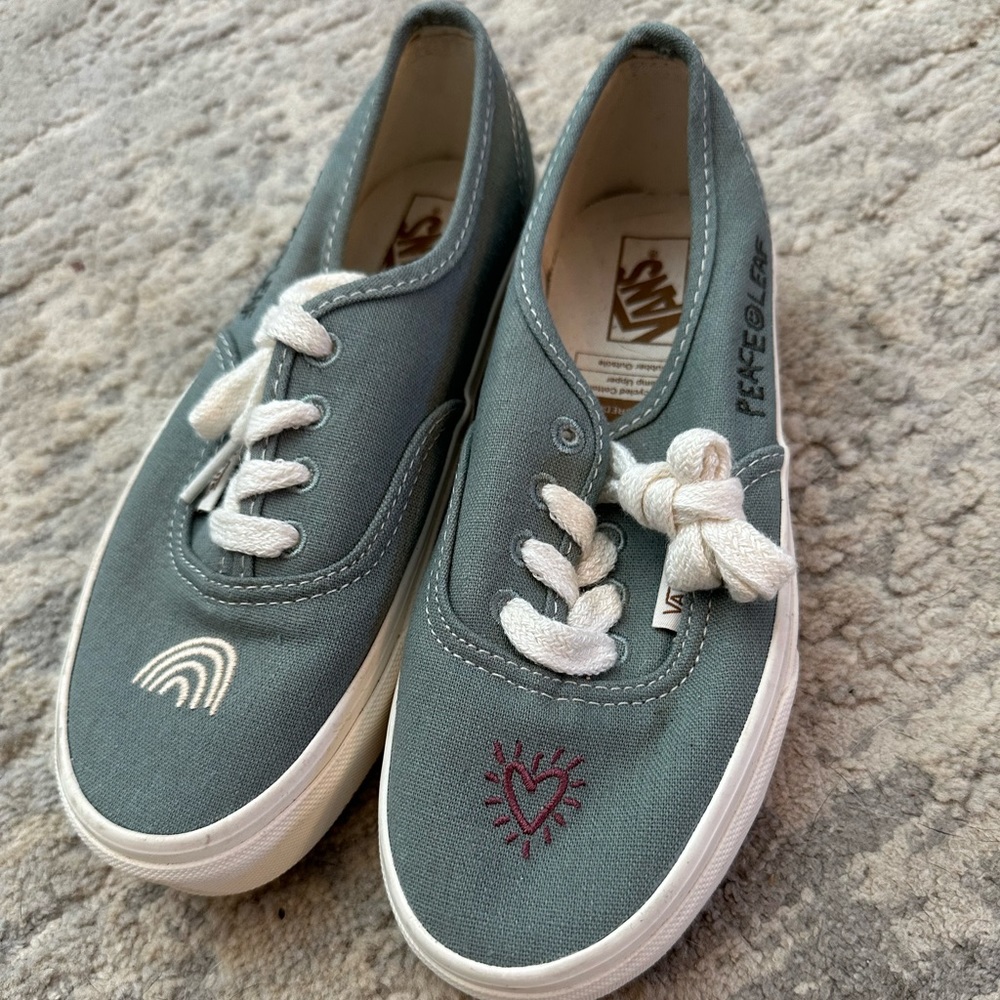 Sage embroidered Vans